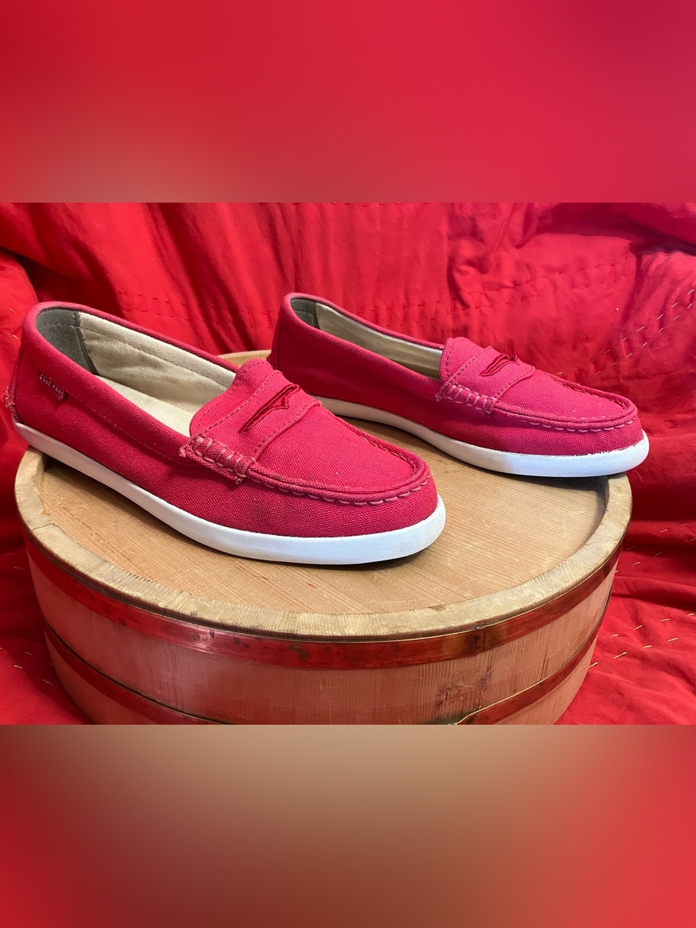 Cole Haan Women's Nantucket Penny Loafers Slip On Pink Size 8